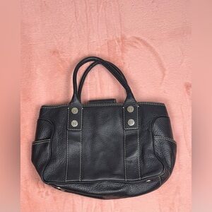 Michael Kors Black Pebble Leather Satchel Bag - Contrast Stitching